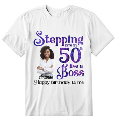 Personalized Stepping Into My 50th Live a Boss Hello 50th Birthday Shirts, Custom Birthday Shirts, Turning 50 Shirt, Gifts For Women, 50 And Fabulous Shirt, 1974 Shirt