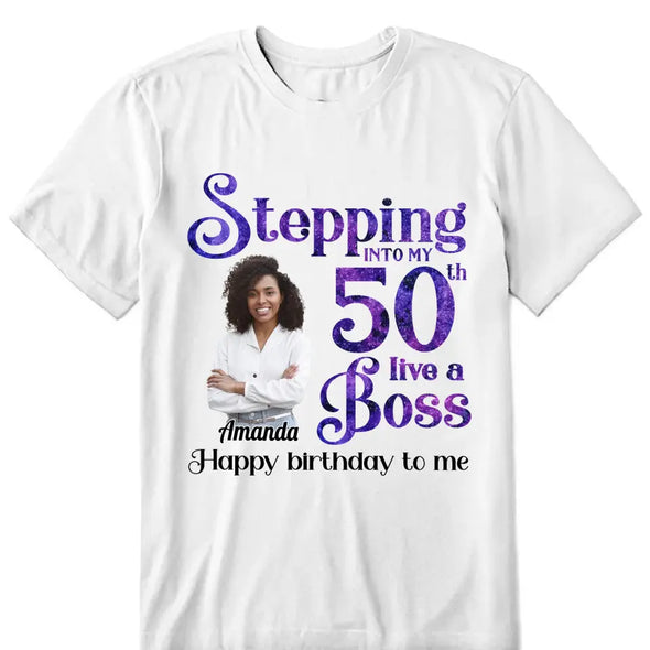 Personalized Stepping Into My 50th Live a Boss Hello 50th Birthday Shirts, Custom Birthday Shirts, Turning 50 Shirt, Gifts For Women, 50 And Fabulous Shirt, 1974 Shirt
