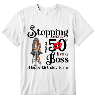 Personalized Stepping Into My 50th Live a Boss Hello 50th Birthday Shirts, Custom Birthday Shirts, Turning 50 Shirt, Gifts For Women, 50 And Fabulous Shirt, 1974 Shirt