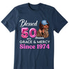 Blessed 50th Grace and Mercy Since 1974 Shirt, Hello 50 Shirt , 50th Birthday Gift for Women , 50th Birthday Gift