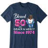 Blessed 50th Grace and Mercy Since 1974 Shirt, Hello 50 Shirt , 50th Birthday Gift for Women , 50th Birthday Gift