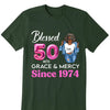 Blessed 50th Grace and Mercy Since 1974 Shirt, Hello 50 Shirt , 50th Birthday Gift for Women , 50th Birthday Gift