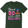 Blessed 50th Grace and Mercy Since 1974 Shirt, Hello 50 Shirt , 50th Birthday Gift for Women , 50th Birthday Gift