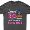 Blessed 50th Grace and Mercy Since 1974 Shirt, Hello 50 Shirt , 50th Birthday Gift for Women , 50th Birthday Gift