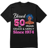 Blessed 50th Grace and Mercy Since 1974 Shirt, Hello 50 Shirt , 50th Birthday Gift for Women , 50th Birthday Gift