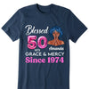 Blessed 50th Grace and Mercy Since 1974 Shirt, Hello 50 Shirt , 50th Birthday Gift for Women , 50th Birthday Gift