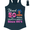 Blessed 50th Grace and Mercy Since 1974 Shirt, Hello 50 Shirt , 50th Birthday Gift for Women , 50th Birthday Gift