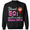 Custom Blessed 50th Grace and Mercy Since 1974 Shirt, Hello 50 Shirt, 50th Birthday Gift for Women , 50th Birthday Gift