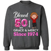 Custom Blessed 50th Grace and Mercy Since 1974 Shirt, Hello 50 Shirt, 50th Birthday Gift for Women , 50th Birthday Gift