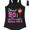 Custom Blessed 50th Grace and Mercy Since 1974 Shirt, Hello 50 Shirt, 50th Birthday Gift for Women , 50th Birthday Gift