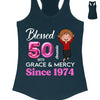 Custom Blessed 50th Grace and Mercy Since 1974 Shirt, Hello 50 Shirt, 50th Birthday Gift for Women , 50th Birthday Gift