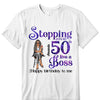 Stepping into my 50th Birthday Like A Boss Shirt, Glitter Bling Birthday Shirt, Women 50th Birthday Shirt, Birthday Boss Shirt
