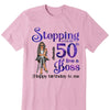 Stepping into my 50th Birthday Like A Boss Shirt, Glitter Bling Birthday Shirt, Women 50th Birthday Shirt, Birthday Boss Shirt