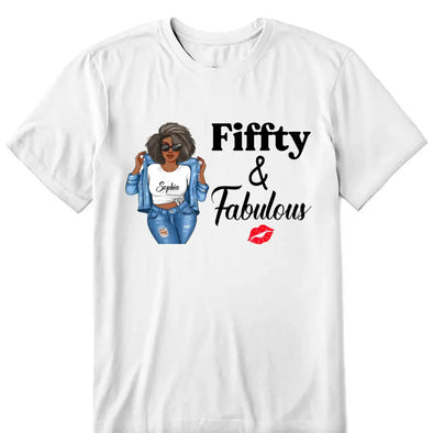 Personalized Fiffty And Fabulous Shirt, Birthday Women Shirt, Since 1974 Shirt, Birthday Shirt, Custom Age Women Shirt