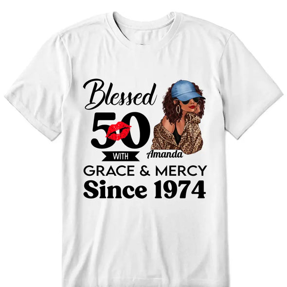 50th Birthday Shirts For Women, Blessed Birthday Tee Shirt, Custom Birthday Tee, Blessed By God, 1972 Birthday Shirt, Birthday Party Tee
