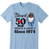Customized 50th Birthday Shirts For Women, Blessed Birthday Tee Shirt, Custom Birthday Tee, Blessed By God, 1972 Birthday Shirt, Birthday Party Tee