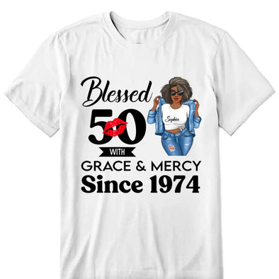 Customized 50th Birthday Shirts For Women, Blessed Birthday Tee Shirt, Custom Birthday Tee, Blessed By God, 1972 Birthday Shirt, Birthday Party Tee