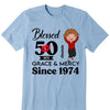 Customized 50th Birthday Shirts For Women, Blessed Birthday Tee Shirt, Custom Birthday Tee, Blessed By God, 1972 Birthday Shirt, Birthday Party Tee
