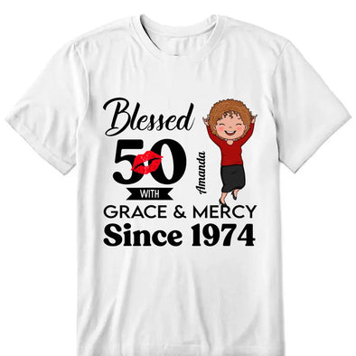 Customized 50th Birthday Shirts For Women, Blessed Birthday Tee Shirt, Custom Birthday Tee, Blessed By God, 1972 Birthday Shirt, Birthday Party Tee