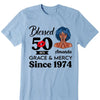 Customized 50th Birthday Shirts For Women, Blessed Birthday Tee Shirt, Custom Birthday Tee, Blessed By God, 1972 Birthday Shirt, Birthday Party Tee
