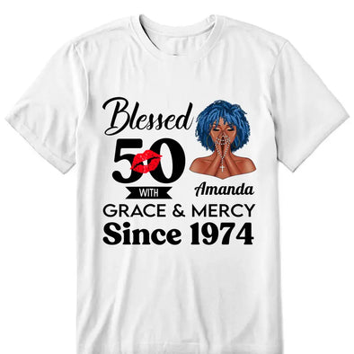 Customized 50th Birthday Shirts For Women, Blessed Birthday Tee Shirt, Custom Birthday Tee, Blessed By God, 1972 Birthday Shirt, Birthday Party Tee