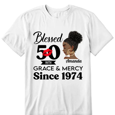 Customized 50th Birthday Shirts For Women, Blessed Birthday Tee Shirt, Custom Birthday Tee, Blessed By God, 1972 Birthday Shirt, Birthday Party Tee