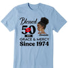 Customized 50th Birthday Shirts For Women, Blessed Birthday Tee Shirt, Custom Birthday Tee, Blessed By God, 1972 Birthday Shirt, Birthday Party Tee