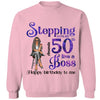 Stepping into my 50th Birthday Like A Boss Shirt, Glitter Bling Birthday Shirt, Women 50th Birthday Shirt, Birthday Boss Shirt