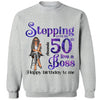 Stepping into my 50th Birthday Like A Boss Shirt, Glitter Bling Birthday Shirt, Women 50th Birthday Shirt, Birthday Boss Shirt
