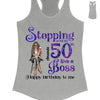 Stepping into my 50th Birthday Like A Boss Shirt, Glitter Bling Birthday Shirt, Women 50th Birthday Shirt, Birthday Boss Shirt