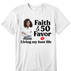 Personalized Photo Faith and 50th Farvor Living My Best Life Shirt, Birthday Women Shirt, Since 1974 Shirt, Birthday Shirt