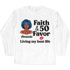 Personalized Faith and 50th Farvor Living My Best Life Shirt, Birthday Women Shirt, Since 1974 Shirt, Birthday Shirt