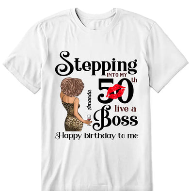 Customized Birthday Queen Stepping Into My 50th Live a Boss shirt, Faith and Favor Living My Blessed Life, Bling Shirt, Birthday Shirt Women, Birthday shirt