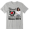 Blessed Grace and Mercy Since 1974 Shirt, Stepping into 50 like a boss, 50th birthday shirt ideas, 50th birthday shirts, 50th birthday shirt ideas for her