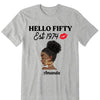 Vintage Customized Hello Fitty Shirt, Custom Birthday Shirt, Stepping Into 50 Like A Boss, 50th Birthday Shirt Ideas, 50th Birthday Shirts, 50th Birthday Shirt Ideas For Her