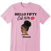 Vintage Customized Hello Fitty Shirt, Custom Birthday Shirt, Stepping Into 50 Like A Boss, 50th Birthday Shirt Ideas, 50th Birthday Shirts, 50th Birthday Shirt Ideas For Her