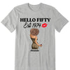 Vintage Customized Hello Fitty Shirt, Custom Birthday Shirt, Stepping Into 50 Like A Boss, 50th Birthday Shirt Ideas, 50th Birthday Shirts, 50th Birthday Shirt Ideas For Her