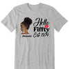 Vintage Customized Hello Fitty Shirt, Custom Birthday Shirt, Stepping Into 50 Like A Boss, 50th Birthday Shirt Ideas, 50th Birthday Shirts, 50th Birthday Shirt Ideas For Her