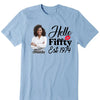 Vintage Customized Hello Fitty Shirt, Custom Birthday Shirt, Stepping Into 50 Like A Boss, 50th Birthday Shirt Ideas, 50th Birthday Shirts, 50th Birthday Shirt Ideas For Her