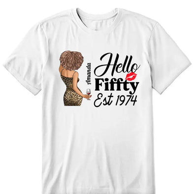 Vintage Customized Hello Fitty Shirt, Custom Birthday Shirt, Stepping Into 50 Like A Boss, 50th Birthday Shirt Ideas, 50th Birthday Shirts, 50th Birthday Shirt Ideas For Her