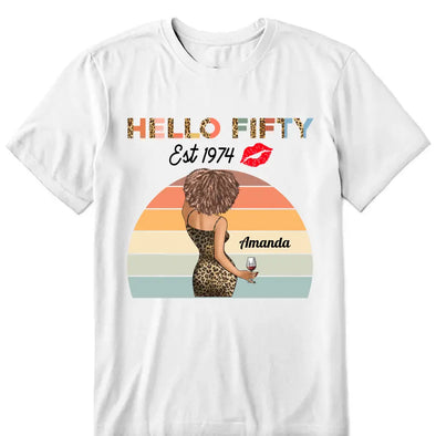 Customized Hello Fitty Shirt, Custom Birthday Shirt, Stepping into 50 Like a Boss, 50th birthday shirt Ideas, 50th Birthday Shirts, 50th Birthday Shirt Ideas For Her