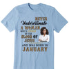 Never Underestimate A Woman Who Is Covered By The Blood Of Jesus And Was Born In Shirt, Birthday Month Shirt, Custom Month of Women Birthday Shirt, 50th birthday shirt