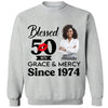 Blessed Grace and Mercy Since 1974 Shirt, Stepping into 50 like a boss, 50th birthday shirt ideas, 50th birthday shirts, 50th birthday shirt ideas for her