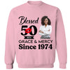 Blessed Grace and Mercy Since 1974 Shirt, Stepping into 50 like a boss, 50th birthday shirt ideas, 50th birthday shirts, 50th birthday shirt ideas for her