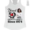 Blessed Grace and Mercy Since 1974 Shirt, Stepping into 50 like a boss, 50th birthday shirt ideas, 50th birthday shirts, 50th birthday shirt ideas for her