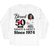 Blessed Grace and Mercy Since 1974 Shirt, Stepping into 50 like a boss, 50th birthday shirt ideas, 50th birthday shirts, 50th birthday shirt ideas for her