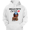 Vintage Customized Hello Fitty Shirt, Custom Birthday Shirt, Stepping Into 50 Like A Boss, 50th Birthday Shirt Ideas, 50th Birthday Shirts, 50th Birthday Shirt Ideas For Her