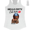 Vintage Customized Hello Fitty Shirt, Custom Birthday Shirt, Stepping Into 50 Like A Boss, 50th Birthday Shirt Ideas, 50th Birthday Shirts, 50th Birthday Shirt Ideas For Her