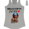 Vintage Customized Hello Fitty Shirt, Custom Birthday Shirt, Stepping Into 50 Like A Boss, 50th Birthday Shirt Ideas, 50th Birthday Shirts, 50th Birthday Shirt Ideas For Her