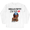 Vintage Customized Hello Fitty Shirt, Custom Birthday Shirt, Stepping Into 50 Like A Boss, 50th Birthday Shirt Ideas, 50th Birthday Shirts, 50th Birthday Shirt Ideas For Her